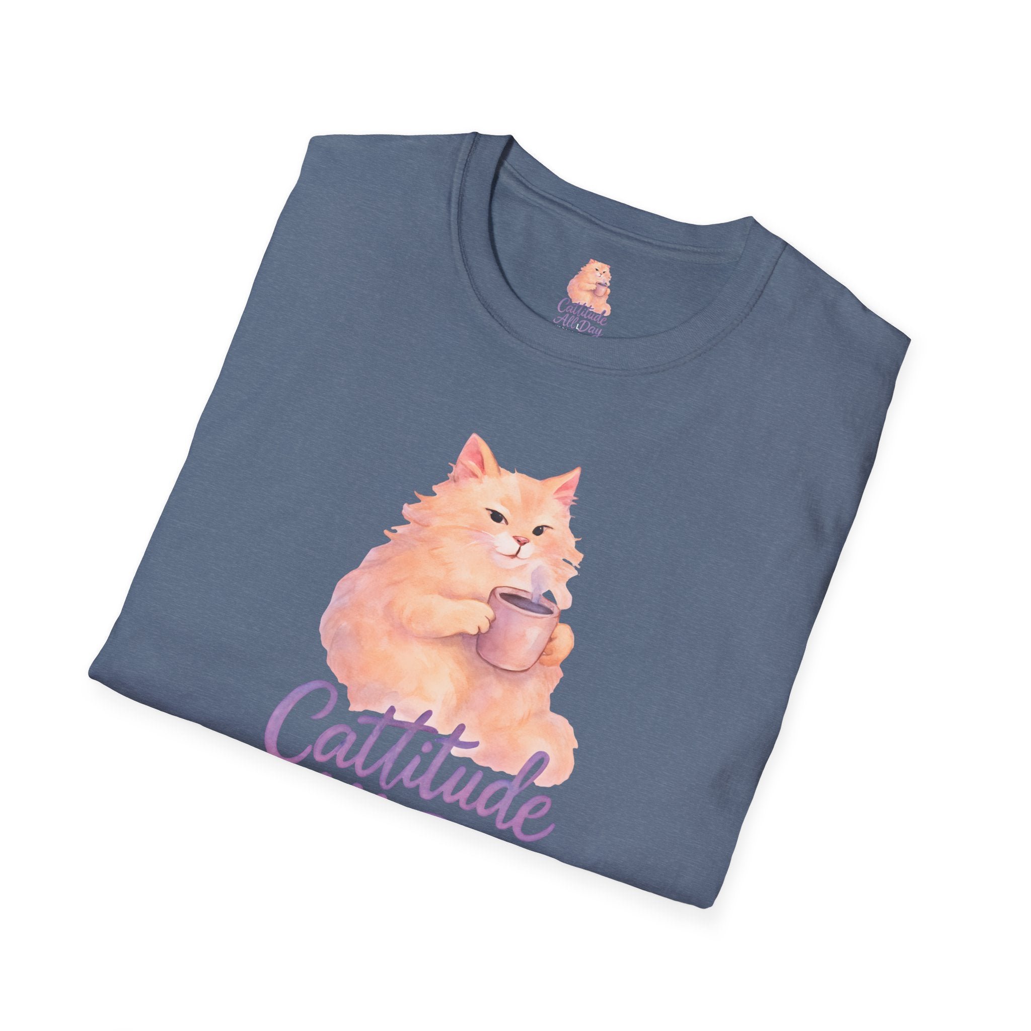 Cat with Coffee Cup T-Shirt