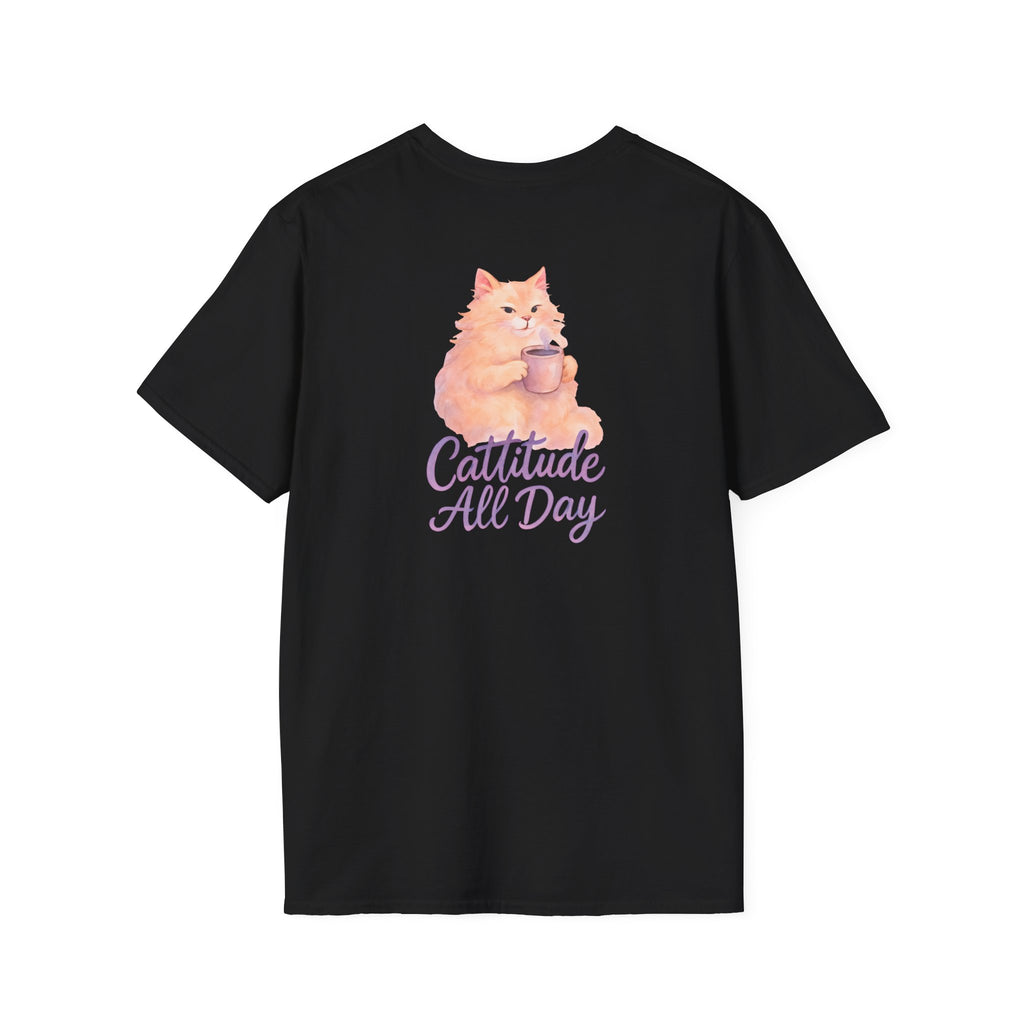 Cat with Coffee Cup T-Shirt