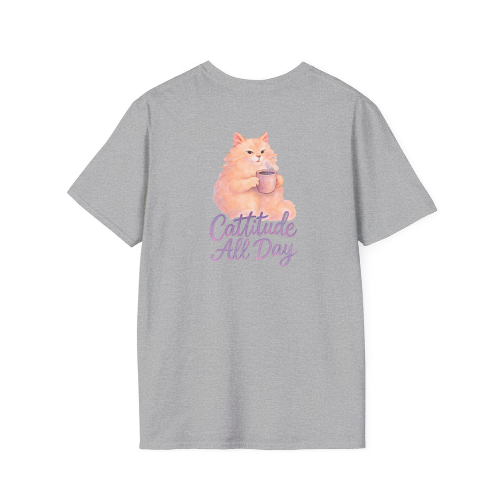 Cat with Coffee Cup T-Shirt