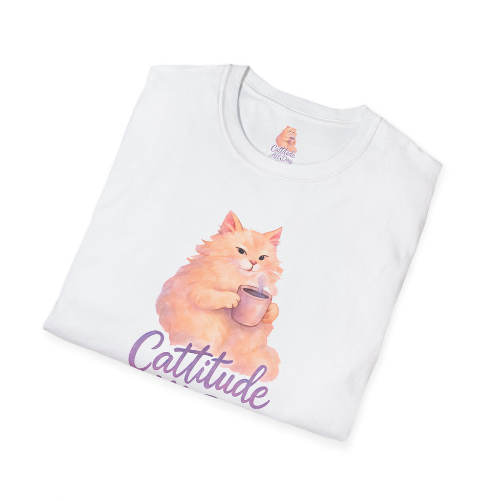 Cat with Coffee Cup T-Shirt