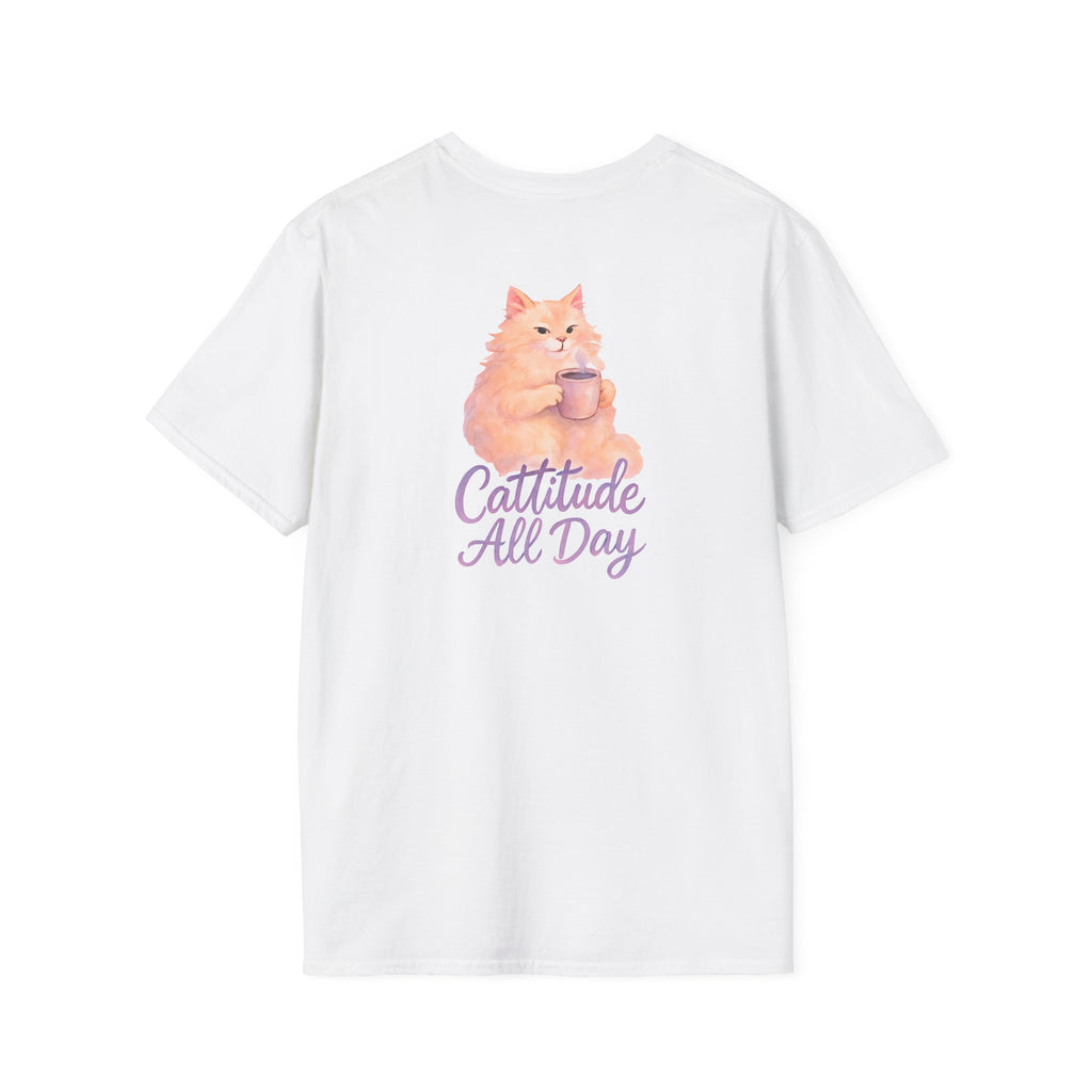 Cat with Coffee Cup T-Shirt