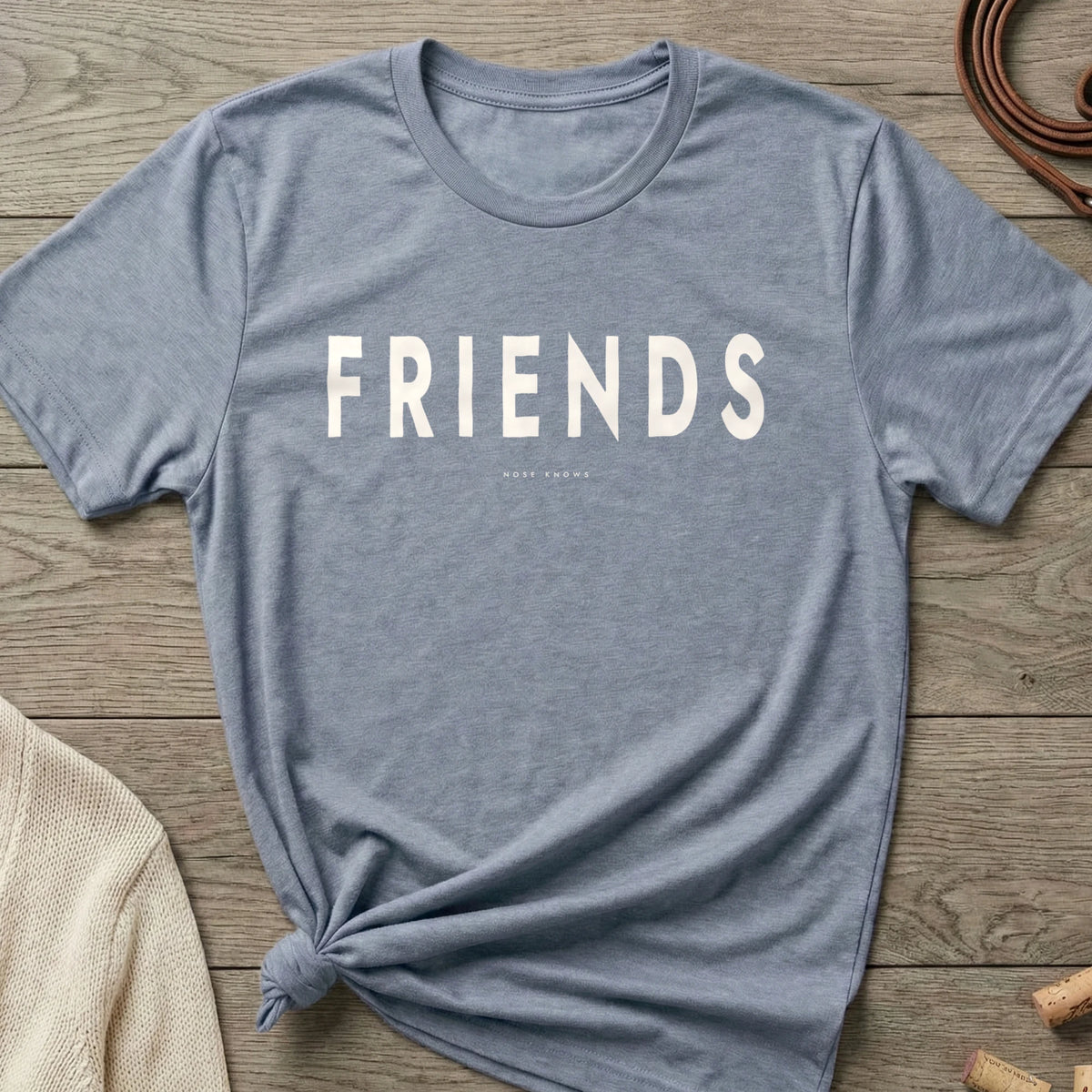 Friends Women's Cut tee in Flint Blue Heather