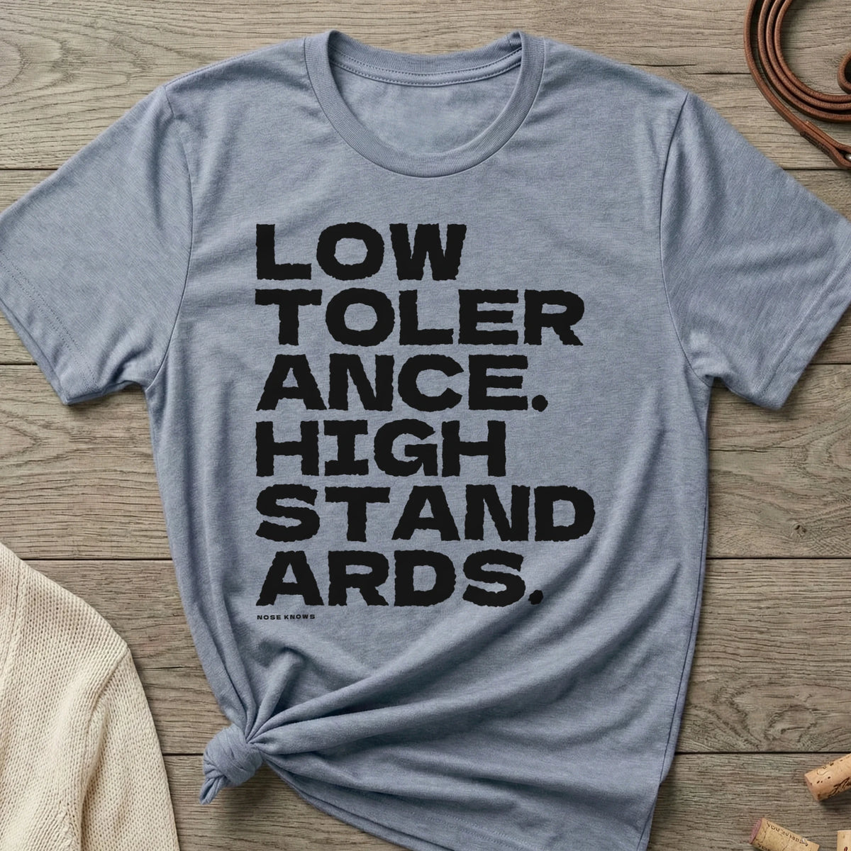 Low Tolerance Women's Cut tee in Flint Blue Heather