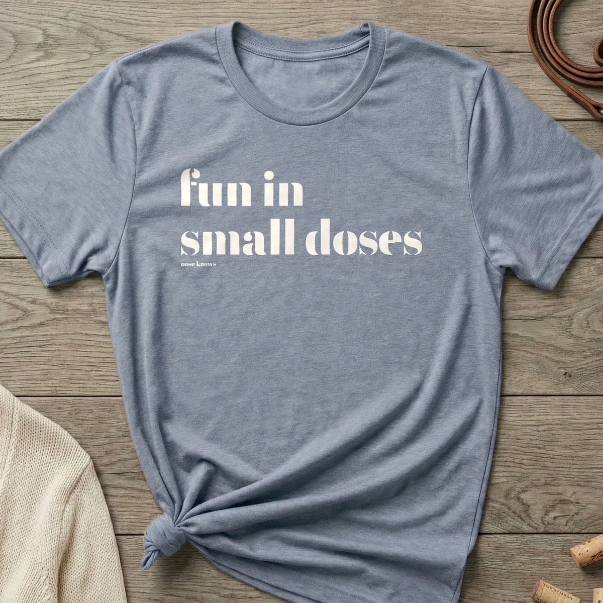 Small Doses Women's Cut tee in Flint Blue Heather