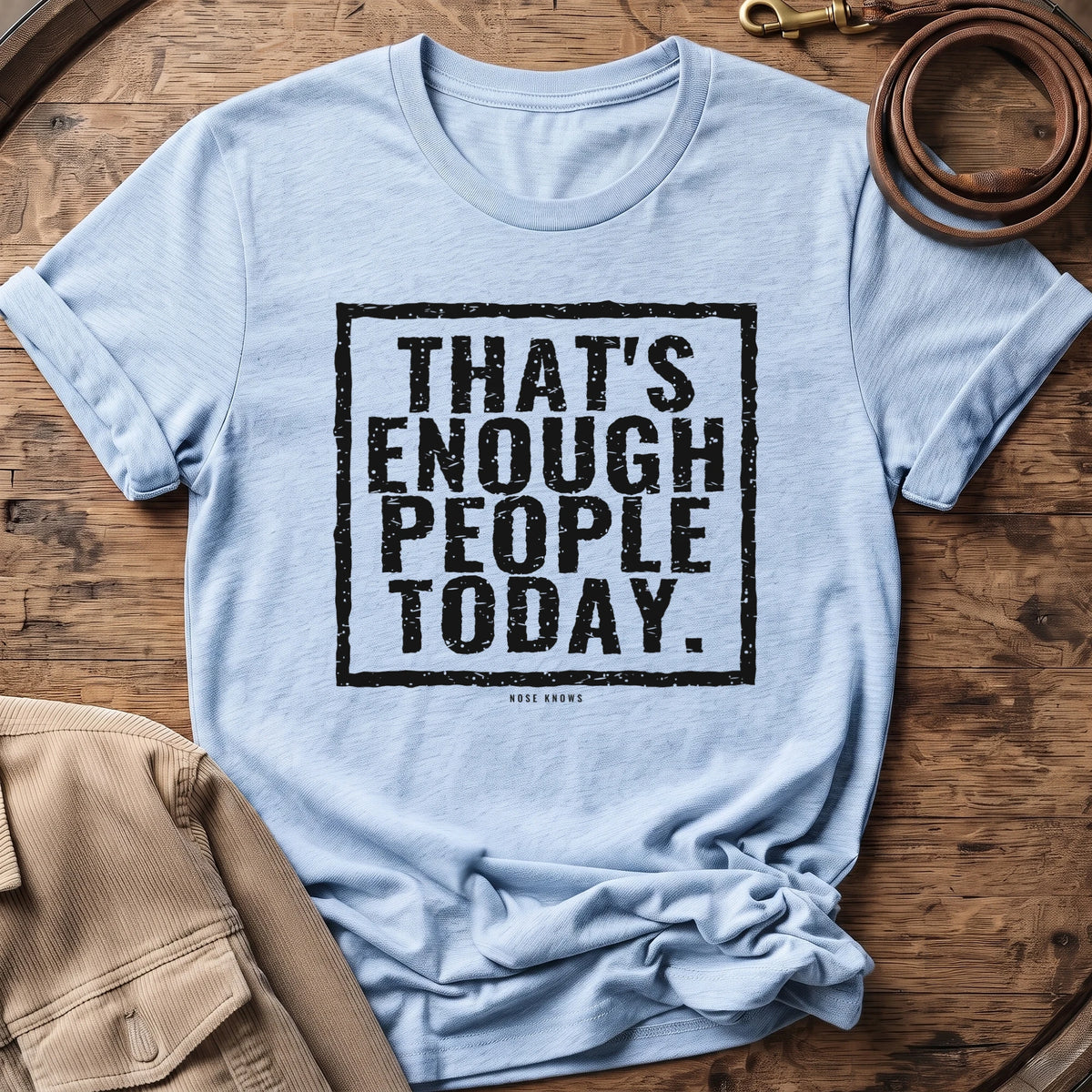 Enough People Unisex tee in Light Blue Heather