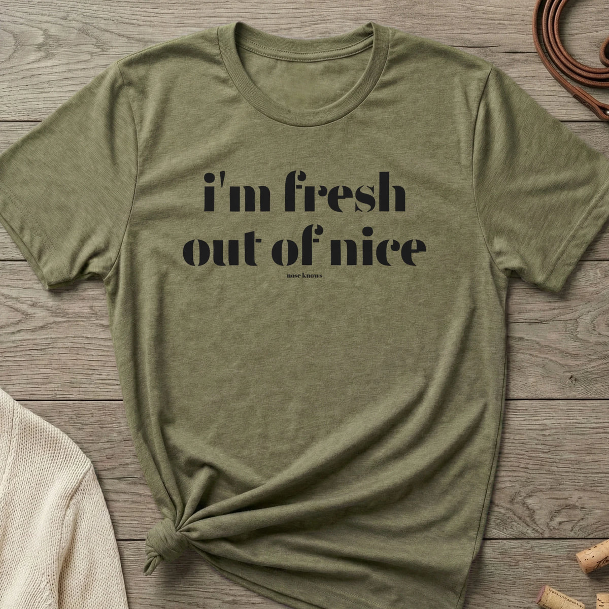 Fresh Out Women's Cut tee in Military Green Frost