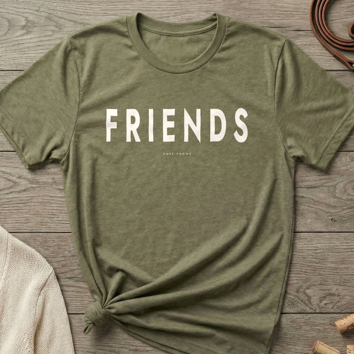 Friends Women's Cut tee in Military Green Frost