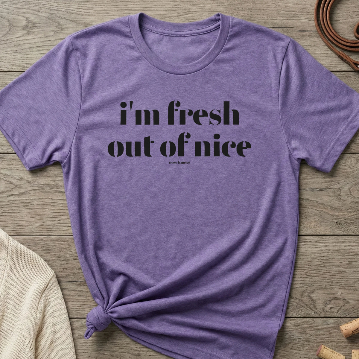 Fresh Out Women's Cut tee in Purple Frost