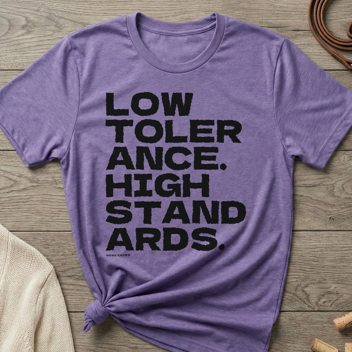 Low Tolerance Women's Cut tee in Purple Frost